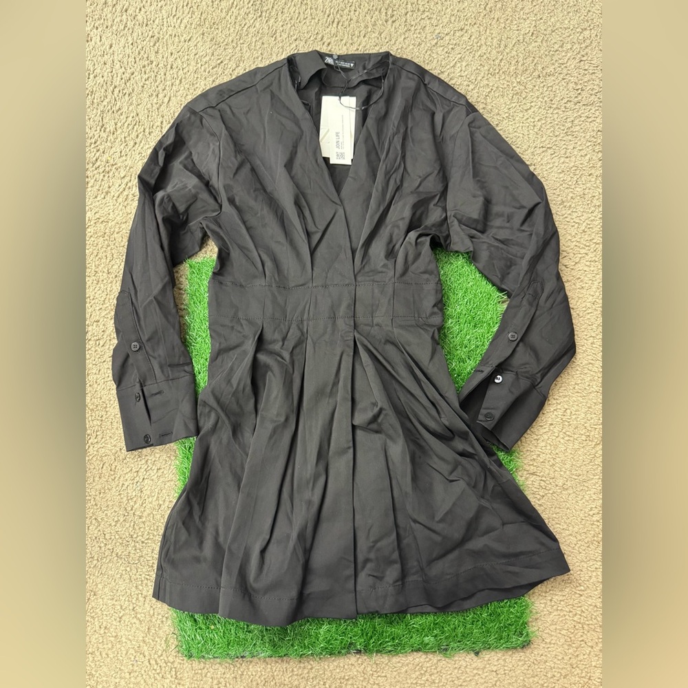 Zara‎ Black short collar dress Size S